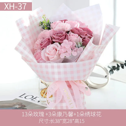 Artificial Soap Rose Carnation Flower Bouquet