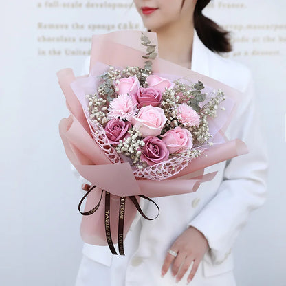 Artificial Soap Rose Carnation Flower Bouquet